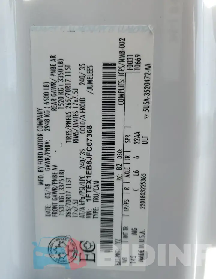 1FTEX1EB8JFC67368 Photo# 12