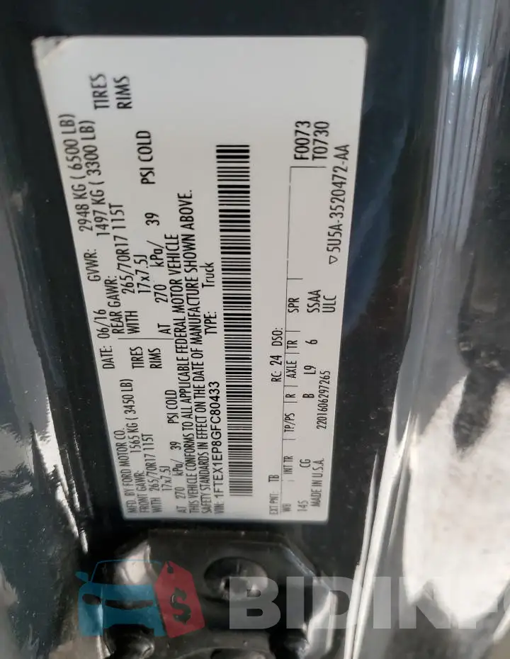 1FTEX1EP8GFC80433 Photo# 12
