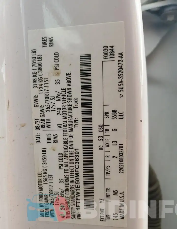 1FTFW1E50MFC36301 Photo# 13