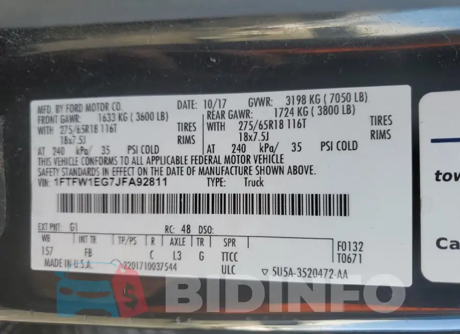 1FTFW1EG7JFA92811 Photo# 12