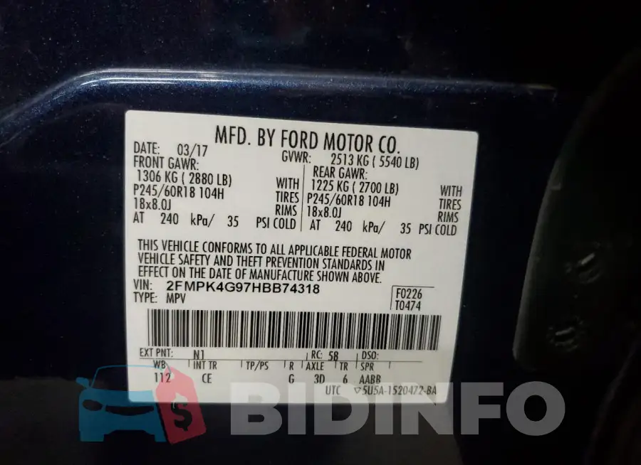 2FMPK4G97HBB74318 Photo# 13