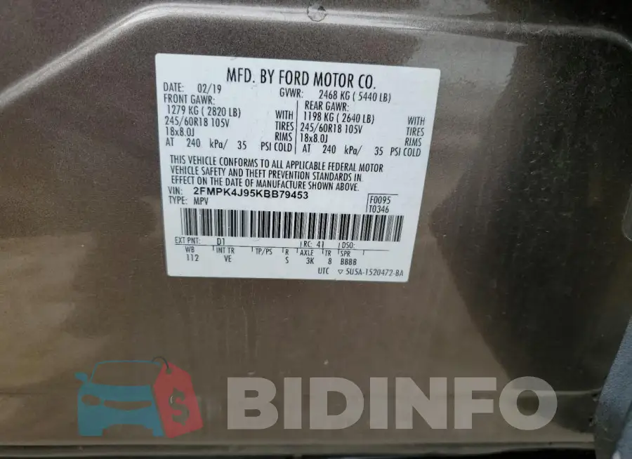 2FMPK4J95KBB79453 Photo# 12