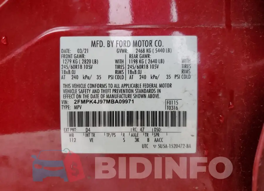 2FMPK4J97MBA09971 Photo# 13