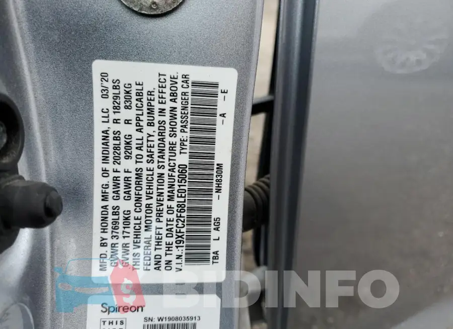 19XFC2F68LE015060 Photo# 12