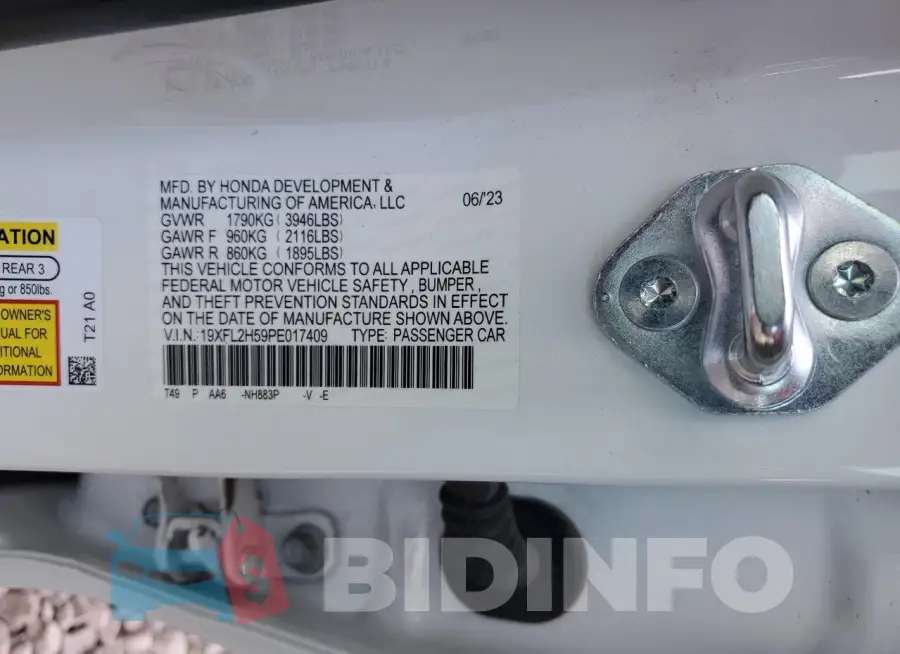 19XFL2H59PE017409 Photo# 12