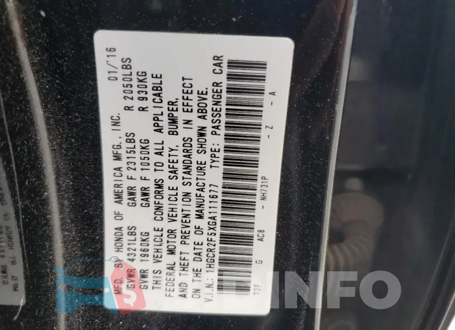 1HGCR2F5XGA111677 Photo# 12