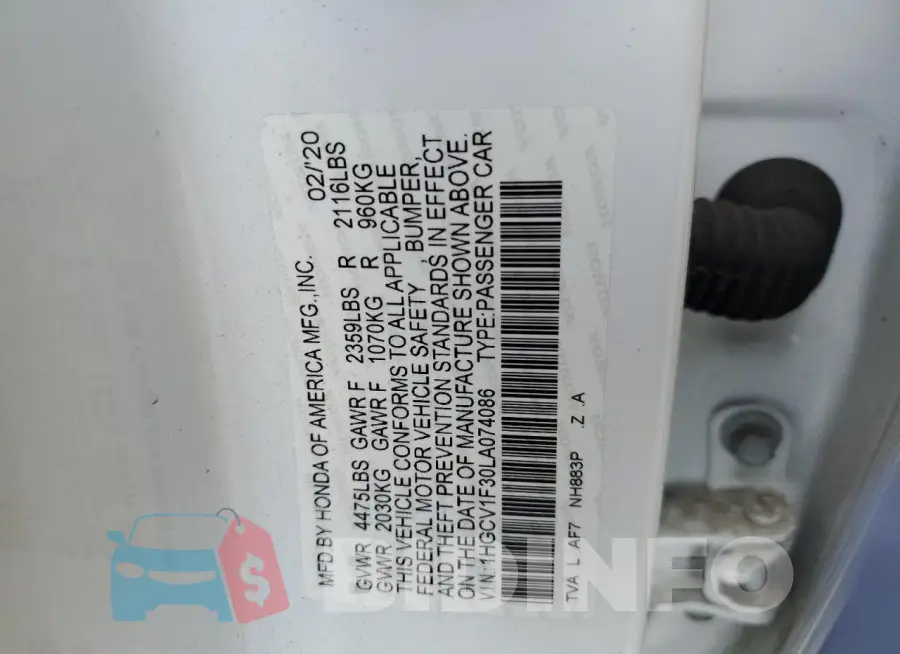 1HGCV1F30LA074086 Photo# 13