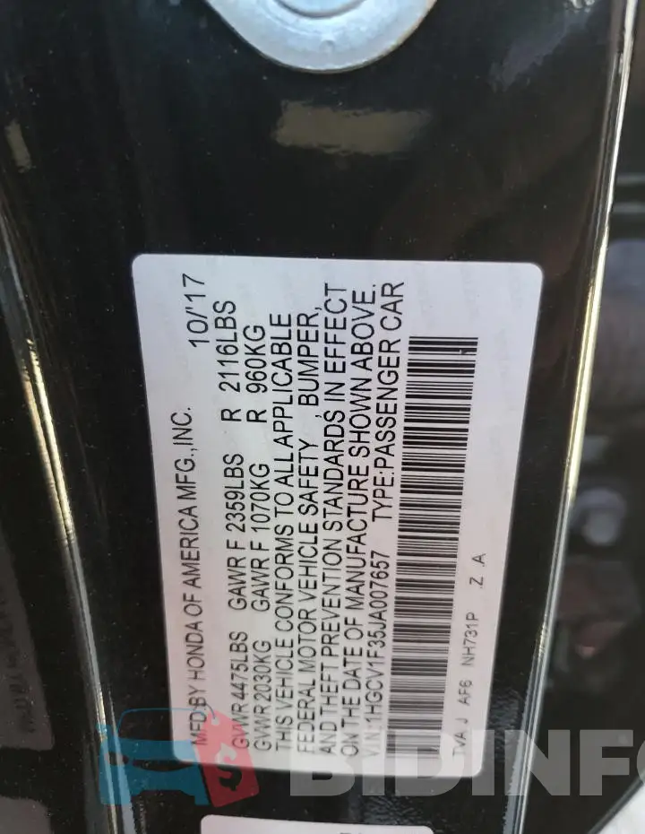 1HGCV1F35JA007657 Photo# 12