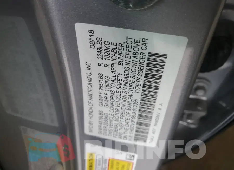 1HGCV3F58JA010355 Photo# 12