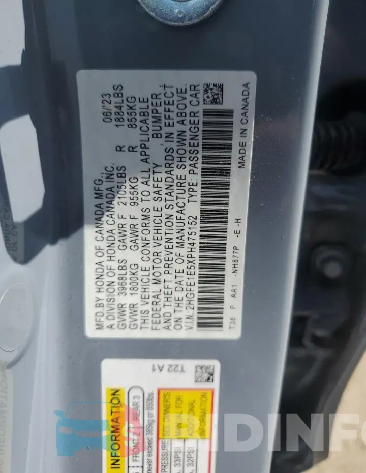 2HGFE1E5XPH475152 Photo# 12