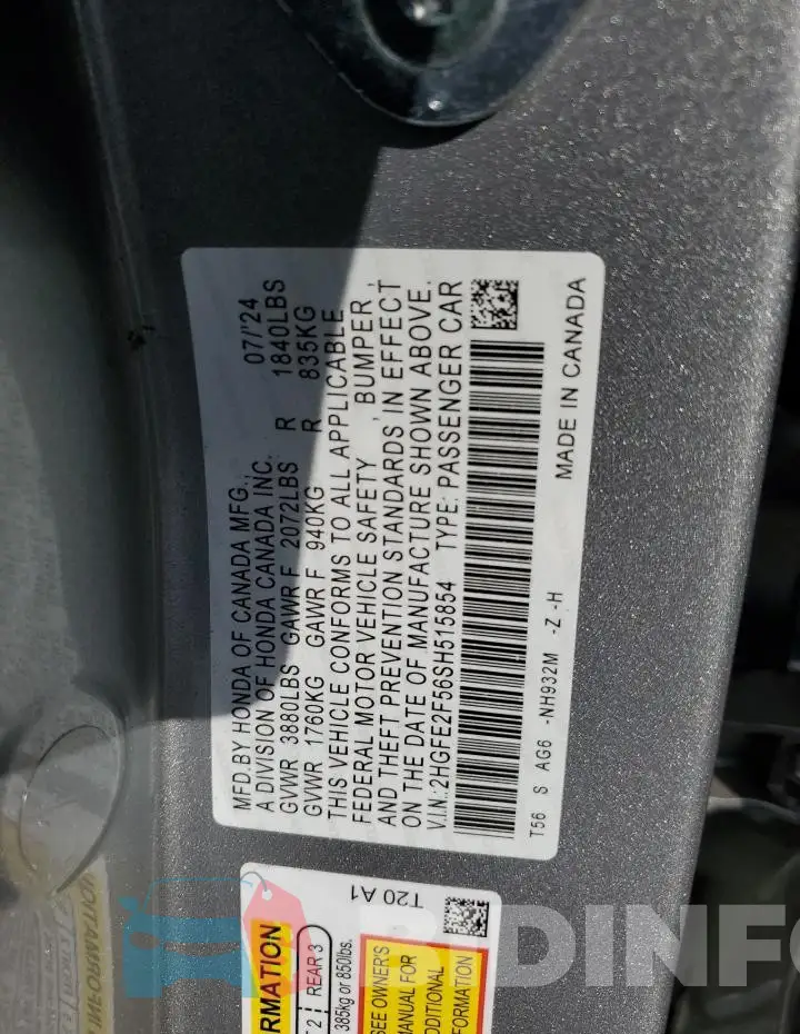 2HGFE2F56SH515854 Photo# 13