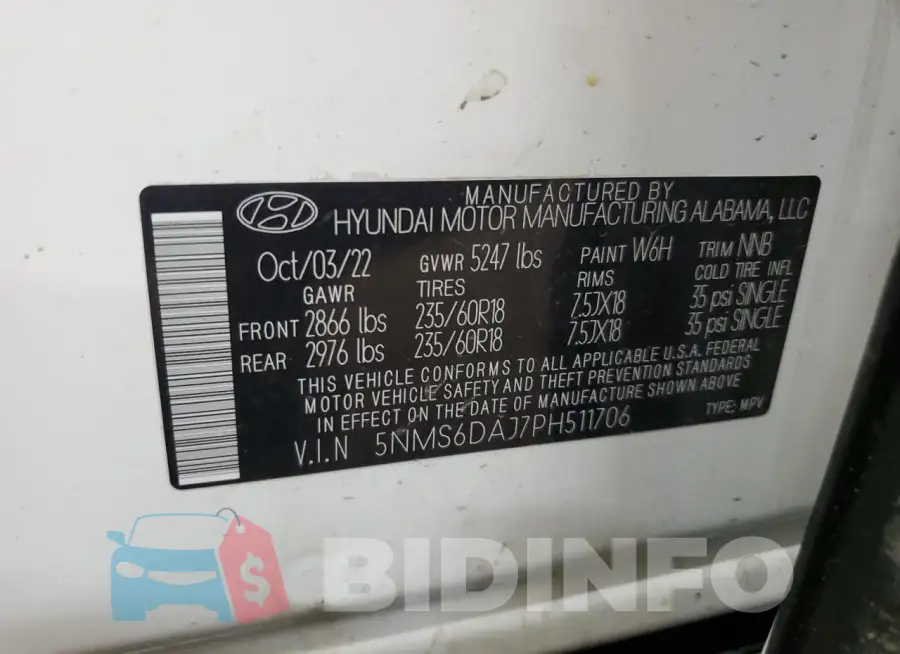 5NMS6DAJ7PH511706 Photo# 14