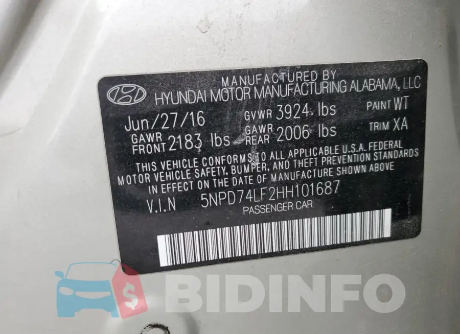 5NPD74LF2HH101687 Photo# 13