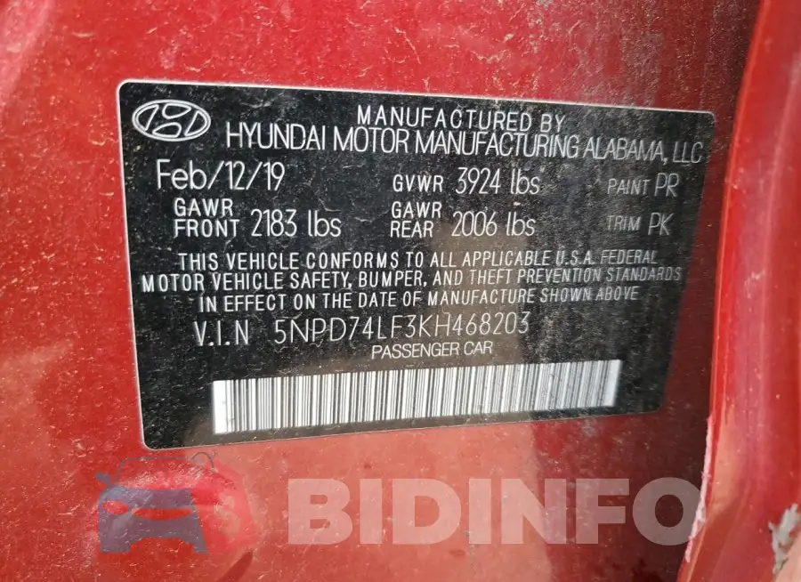 5NPD74LF3KH468203 Photo# 12