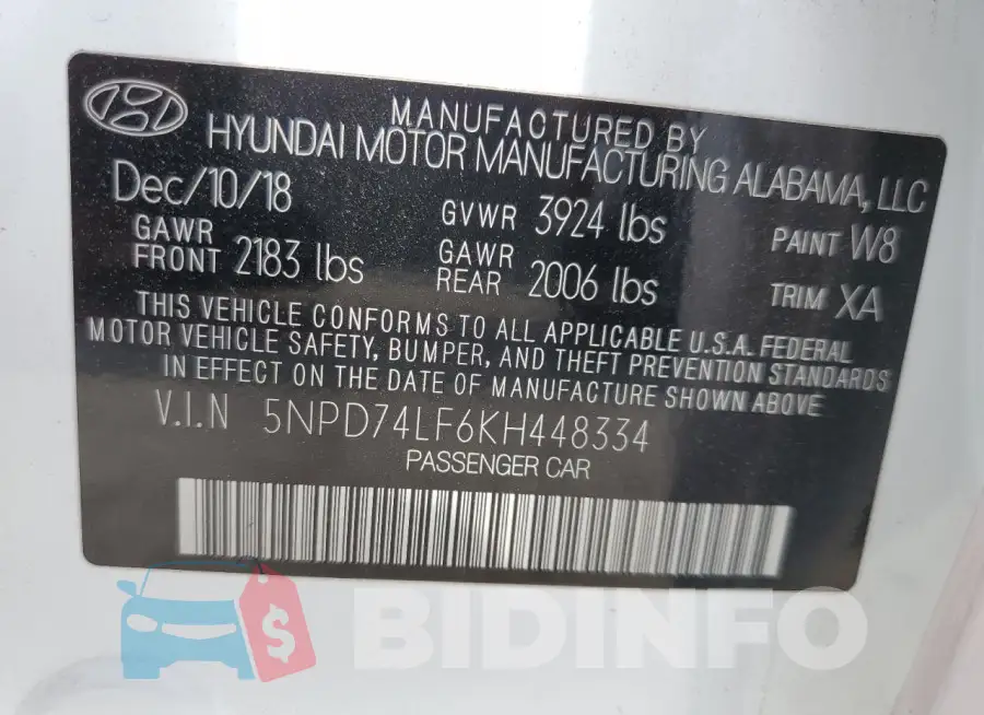 5NPD74LF6KH448334 Photo# 13