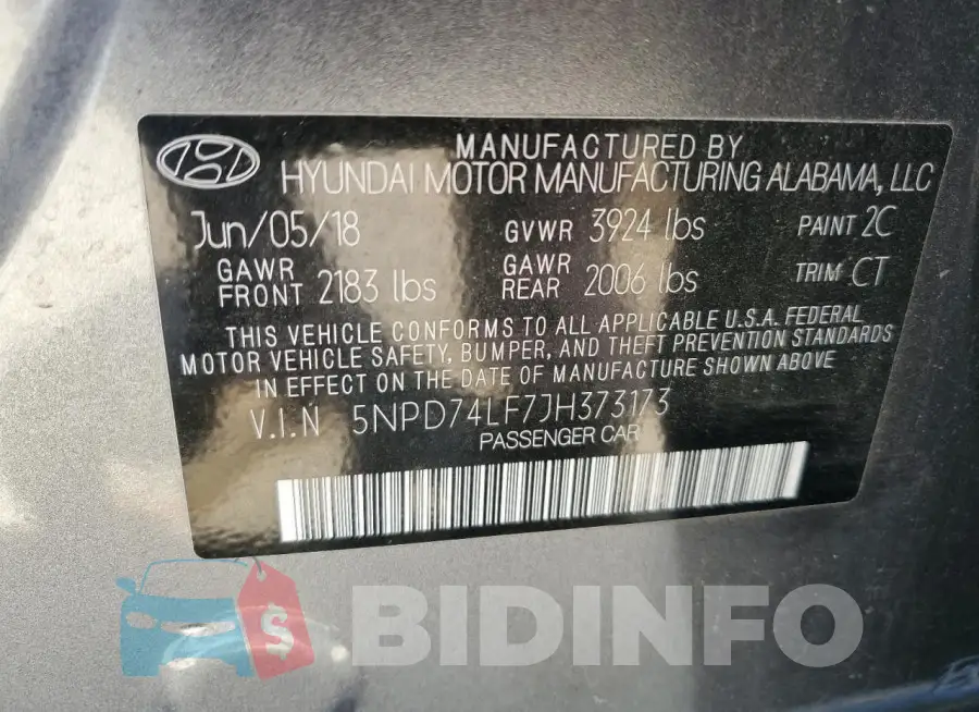 5NPD74LF7JH373173 Photo# 13