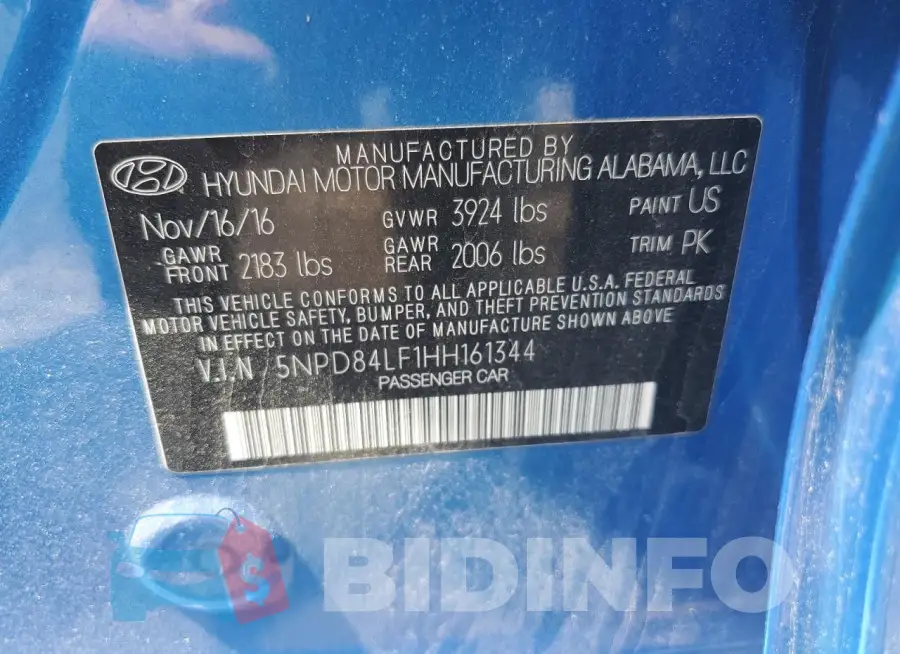 5NPD84LF1HH161344 Photo# 12