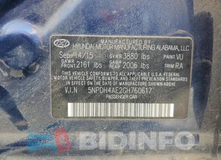 5NPDH4AE2GH760617 Photo# 12