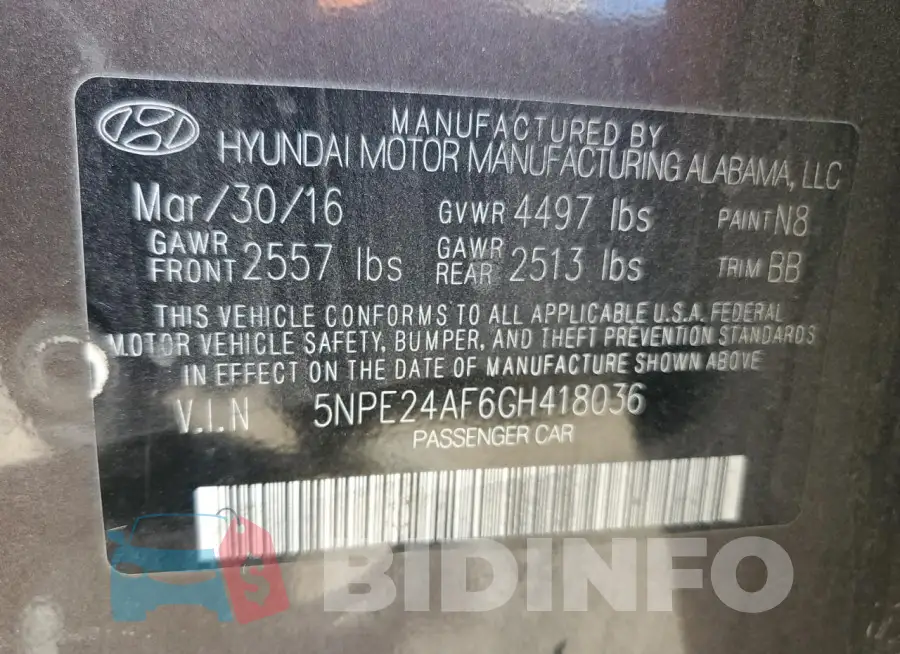 5NPE24AF6GH418036 Photo# 13