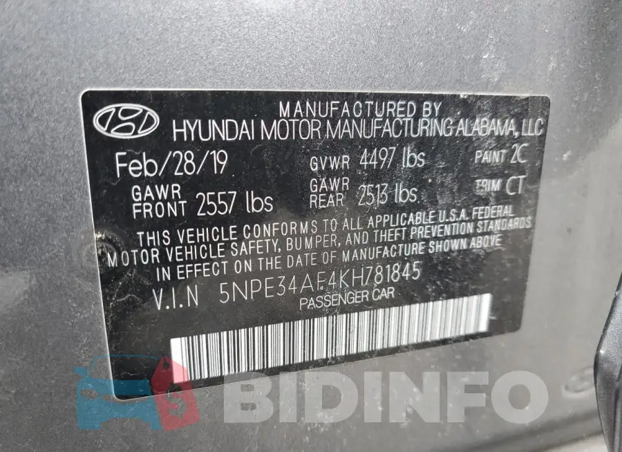 5NPE34AF4KH781845 Photo# 12