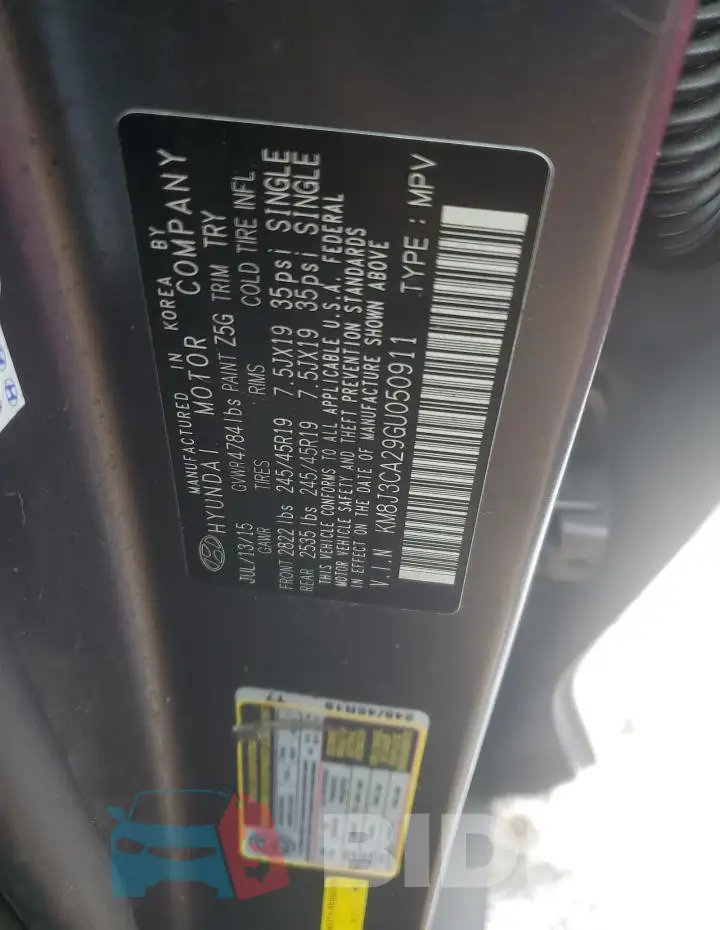 KM8J3CA29GU050911 Photo# 12