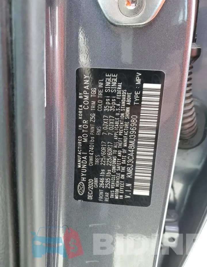 KM8J3CA48MU396980 Photo# 14