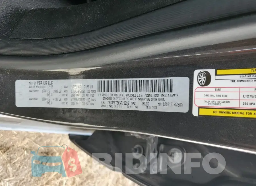 1C6SRFFT8KN719898 Photo# 12