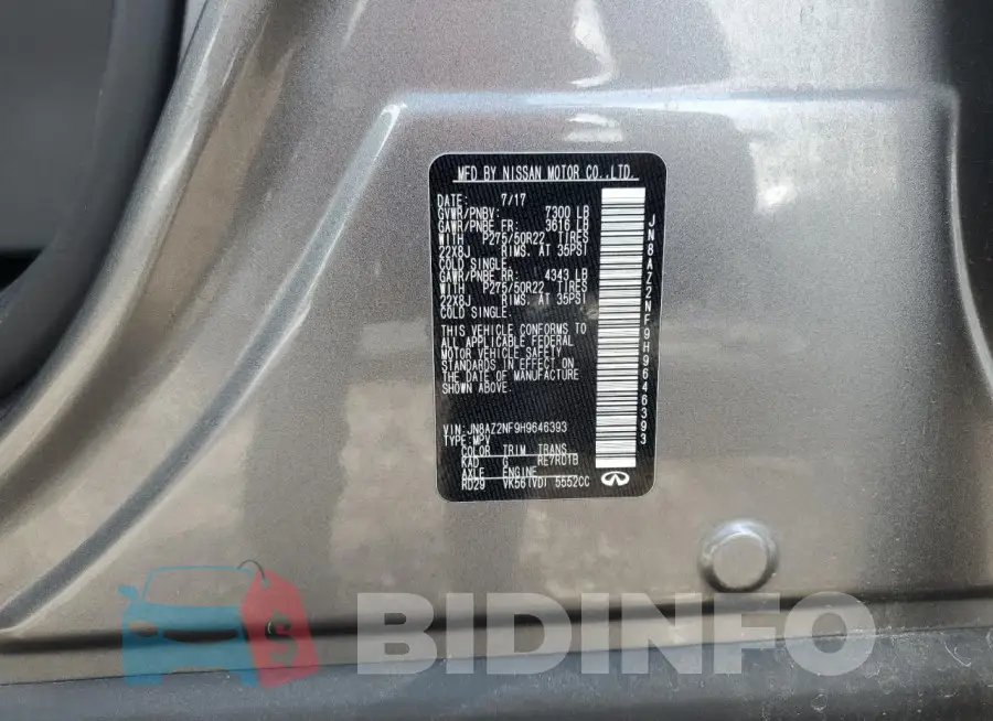 JN8AZ2NF9H9646393 Photo# 14