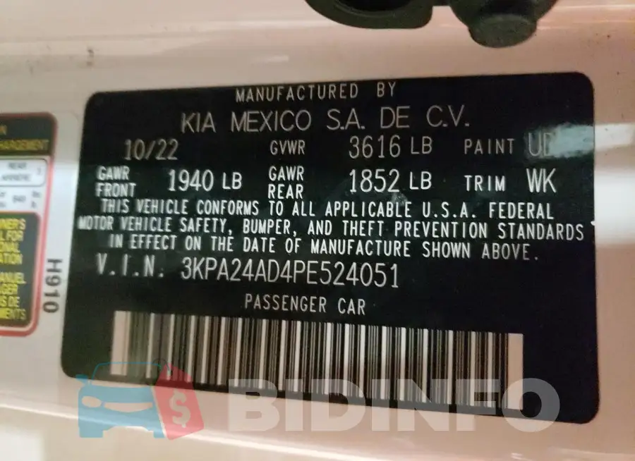 3KPA24AD4PE524051 Photo# 12