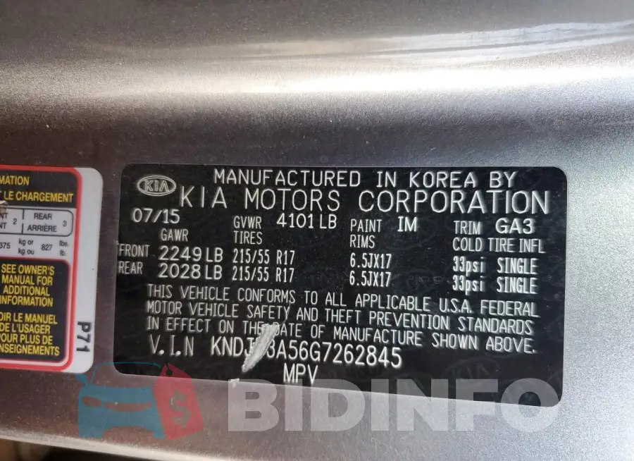 KNDJP3A56G7262845 Photo# 13