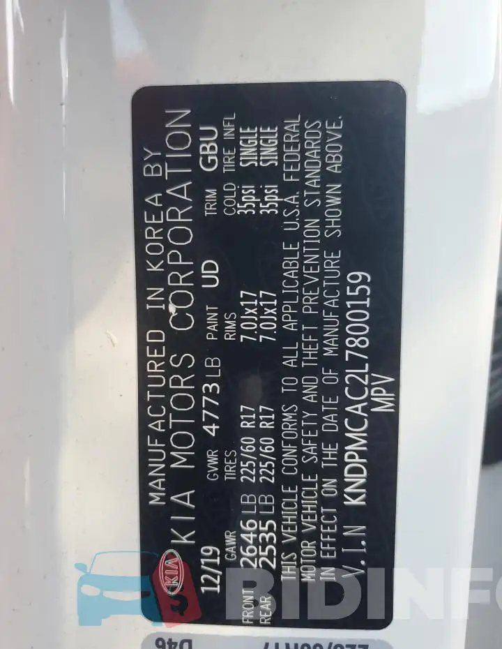 KNDPMCAC2L7800159 Photo# 13