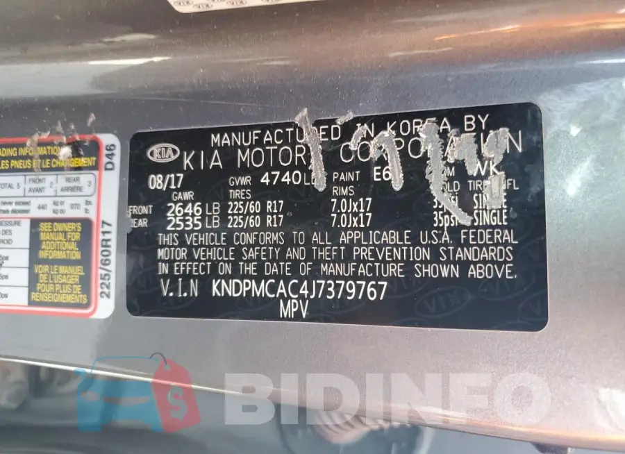 KNDPMCAC4J7379767 Photo# 13