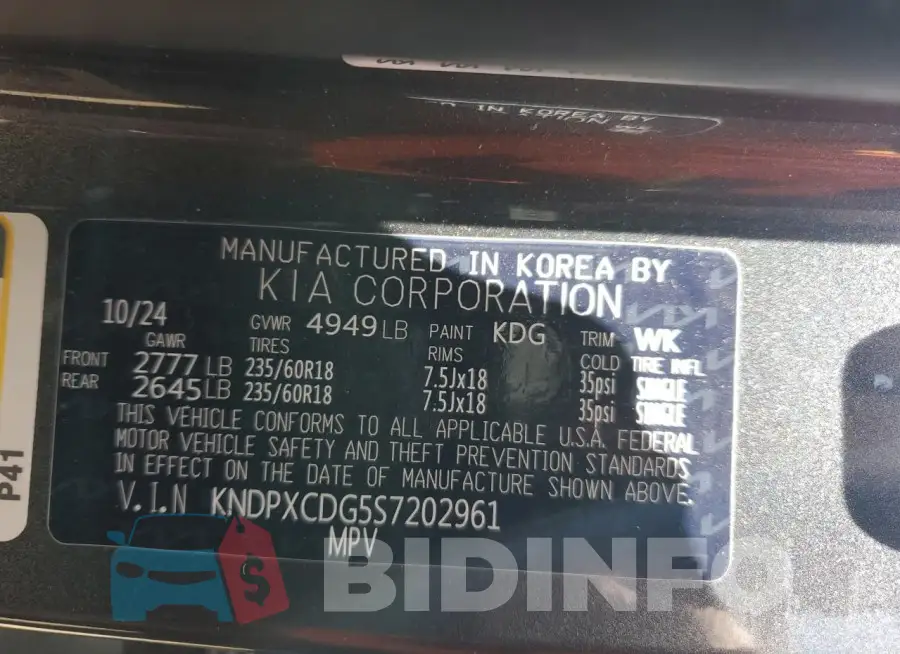 KNDPXCDG5S7202961 Photo# 12