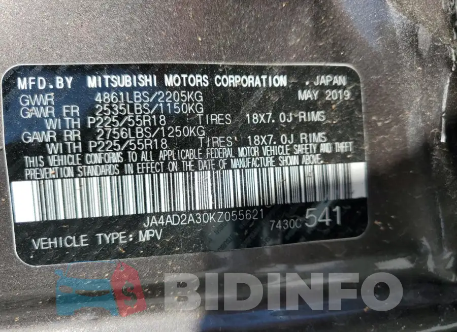 JA4AD2A30KZ055621 Photo# 13