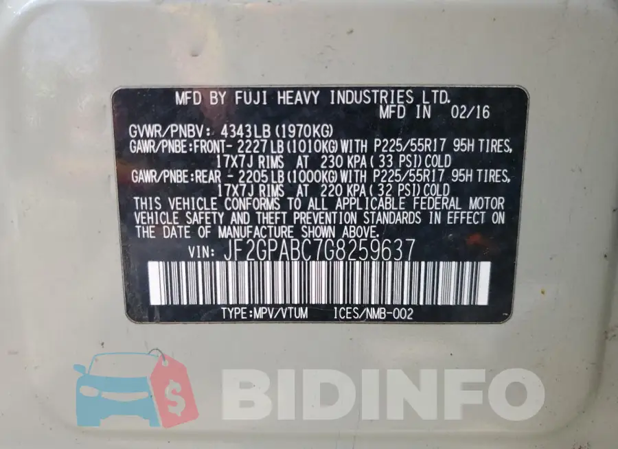 JF2GPABC7G8259637 Photo# 14