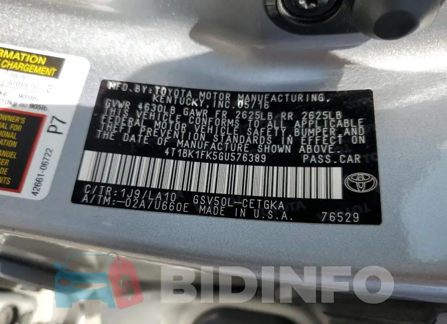 4T1BK1FK5GU576389 Photo# 12