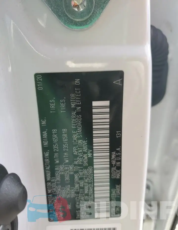 5TDGZRAH2LS502880 Photo# 13