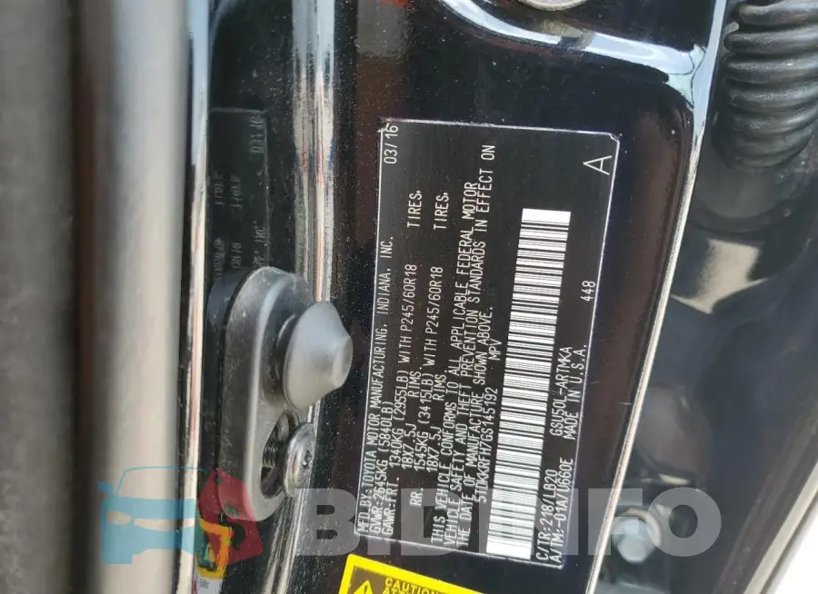 5TDKKRFH7GS145192 Photo# 13