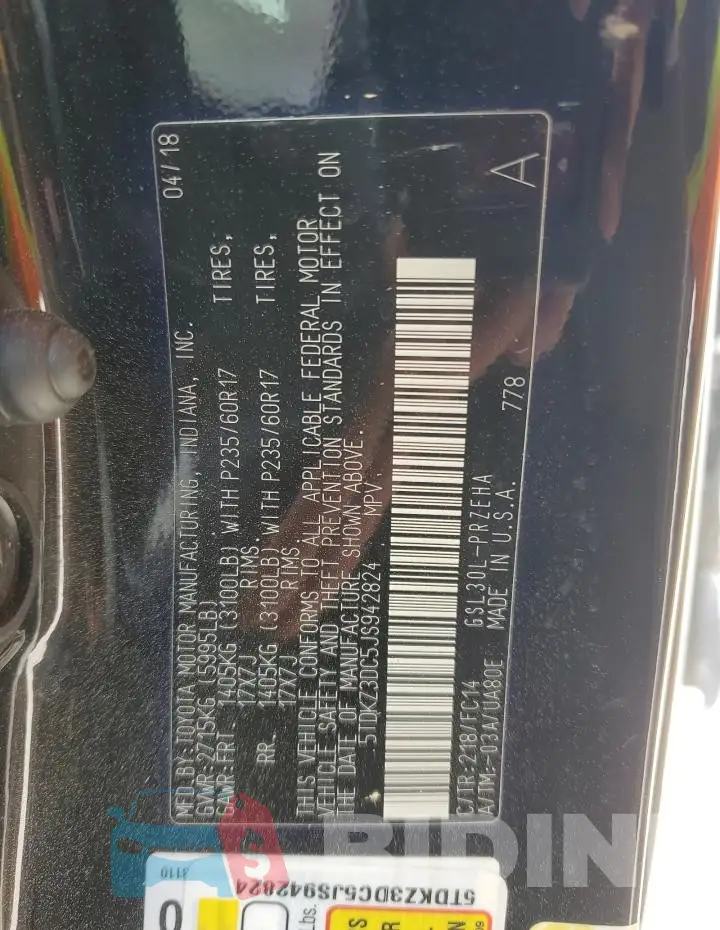 5TDKZ3DC5JS942824 Photo# 13