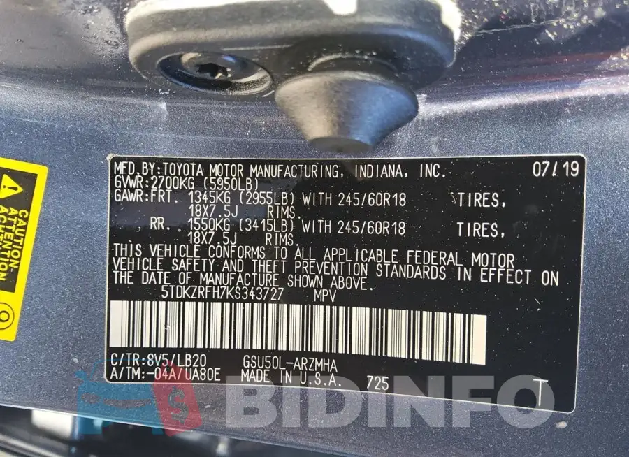 5TDKZRFH7KS343727 Photo# 13