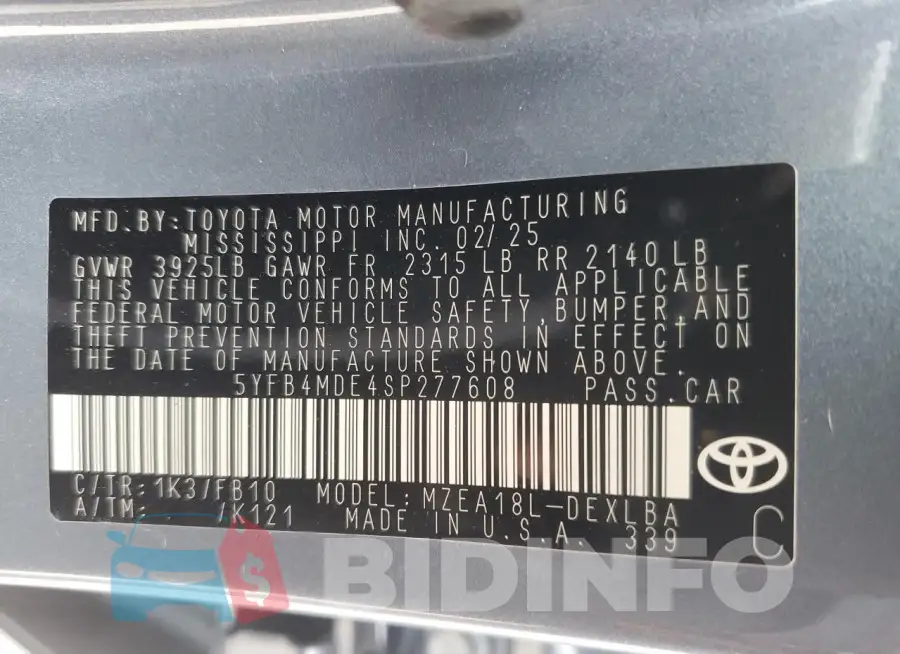 5YFB4MDE4SP277608 Photo# 12