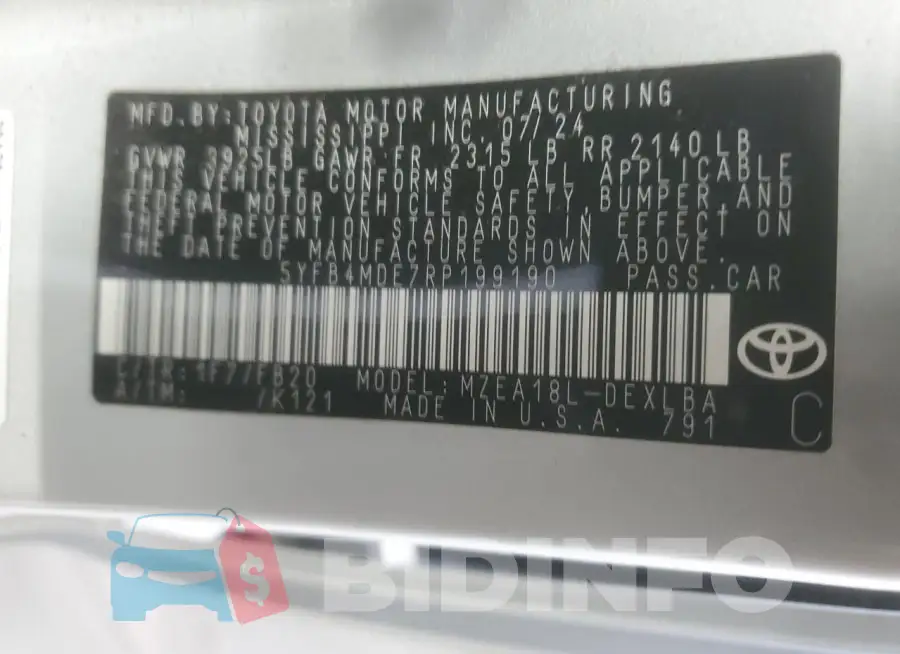 5YFB4MDE7RP199190 Photo# 12