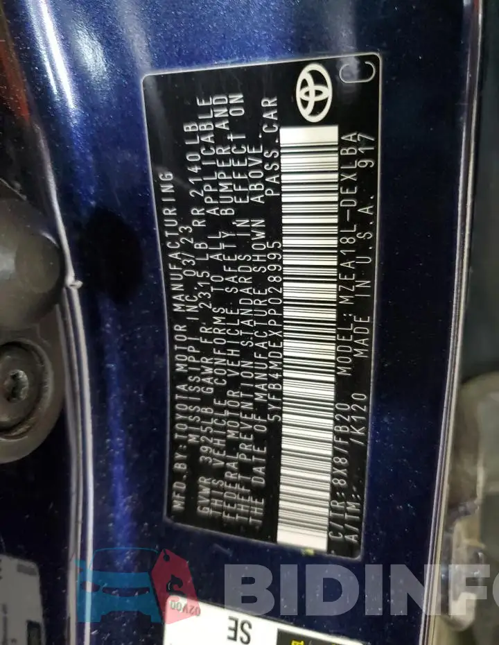 5YFB4MDEXPP028995 Photo# 13