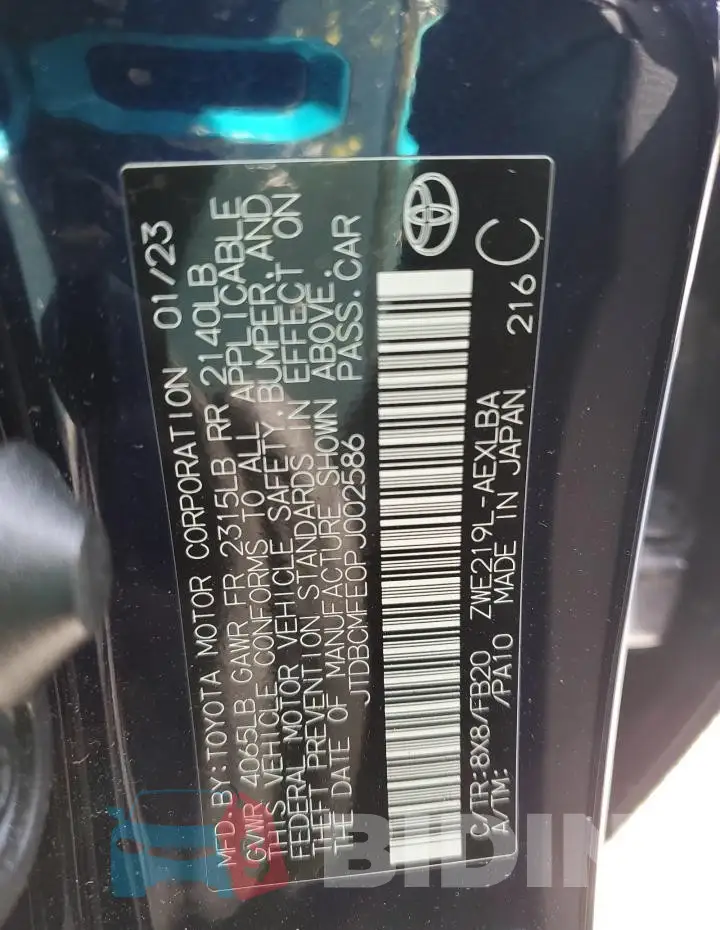 JTDBCMFE0PJ002586 Photo# 12