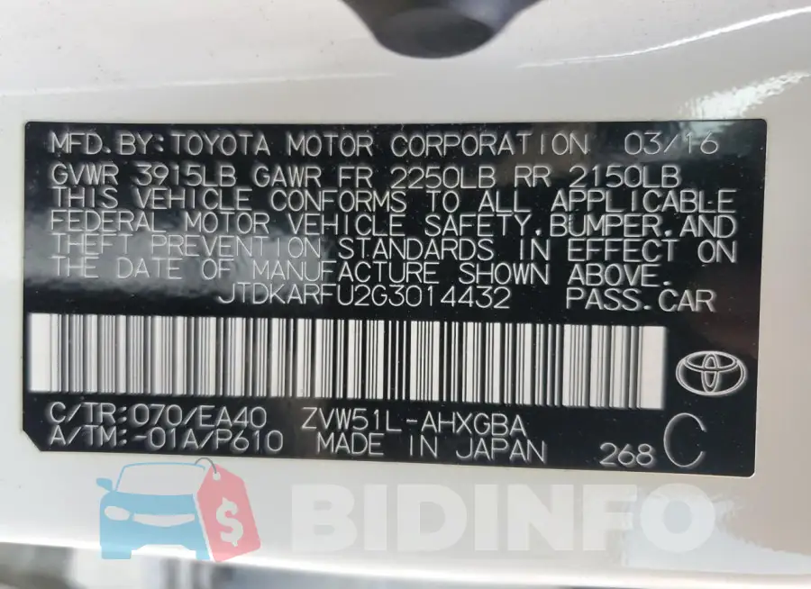 JTDKARFU2G3014432 Photo# 12
