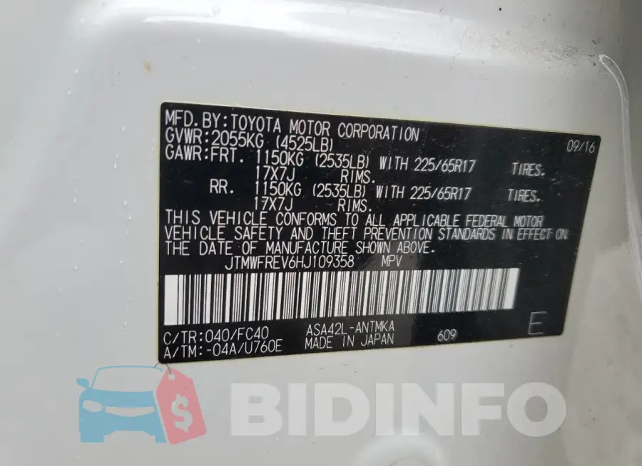 JTMWFREV6HJ109358 Photo# 13