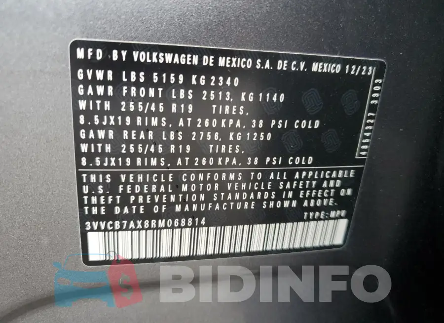 3VVCB7AX8RM068814 Photo# 13