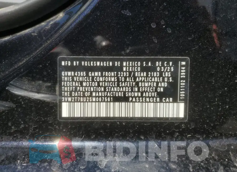 3VW2T7BU2SM067561 Photo# 12
