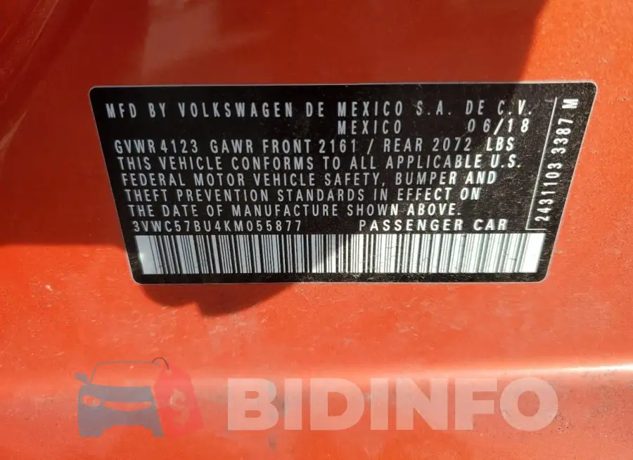 3VWC57BU4KM055877 Photo# 13