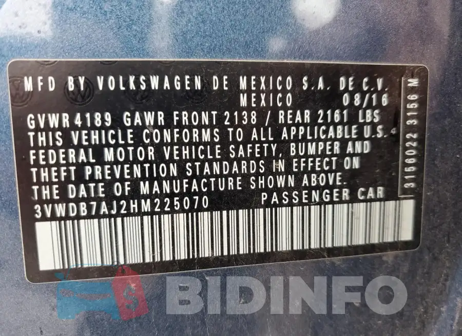 3VWDB7AJ2HM225070 Photo# 12